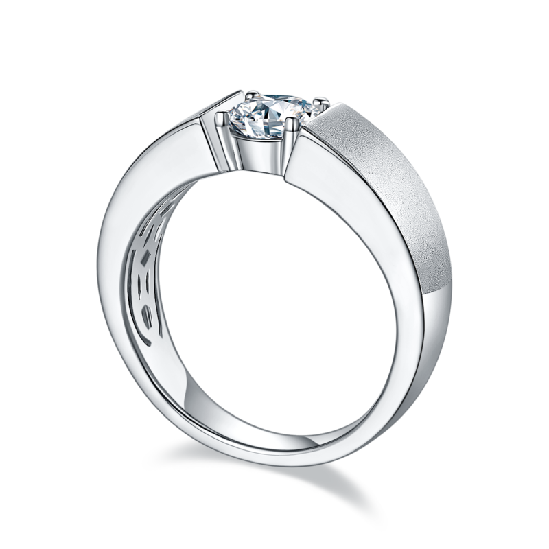 震东款S925银镀白金MoissaniteMen's Ring1ctD级
